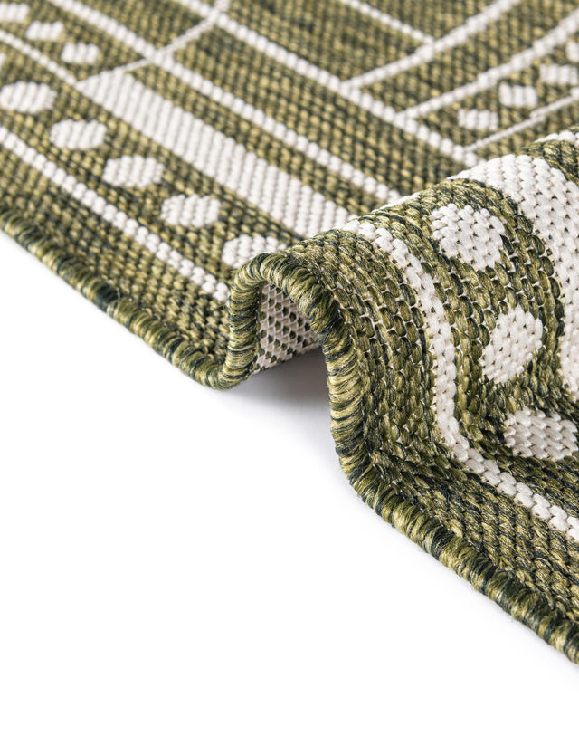 Green 7' 10 x 7' 10 Outdoor Traditional Square Area Rug Weather Resistant for Patio, Deck, Terrace, Balcony, Porch Classical Design Outside Carpet for Sale at Rug Engine