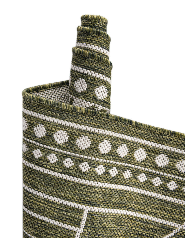 Green 10' x 10' Outdoor Traditional Square Area Rug Weather Resistant for Patio, Deck, Terrace, Balcony, Porch Classical Design Outside Carpet for Sale at Rug Engine