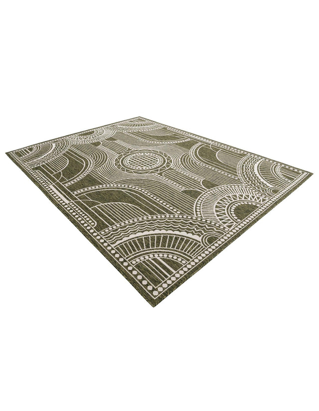 Green 7' 10 x 10' Outdoor Traditional Rectangle Area Rug Weather Resistant for Patio, Deck, Terrace, Balcony, Porch Classical Design Outside Carpet for Sale at Rug Engine