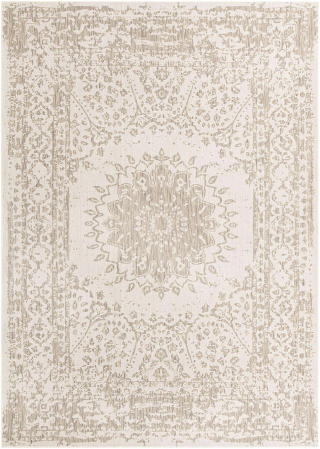 Gray 10' x 14' 1 Outdoor Traditional Rectangle Area Rug Weather Resistant for Patio, Deck, Terrace, Balcony, Porch Classical Design Outside Carpet for Sale at Rug Engine
