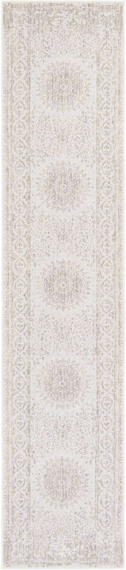 Gray 2' 7 x 12' Outdoor Traditional Runner Area Rug Weather Resistant for Patio, Deck, Terrace, Balcony, Porch Classical Design Outside Carpet for Sale at Rug Engine