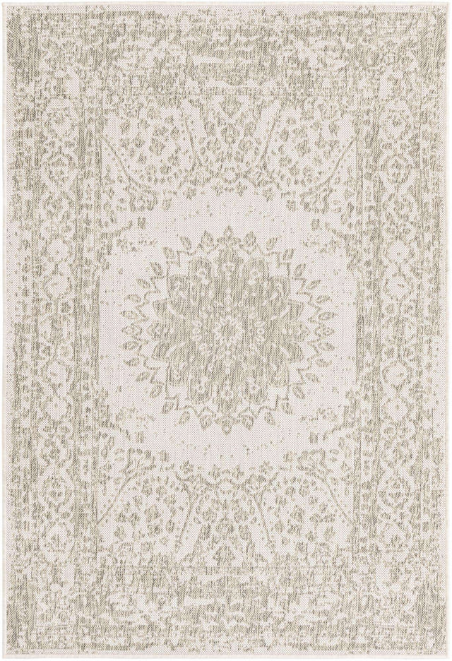 Gray 4' 1 x 6' 1 Outdoor Traditional Rectangle Area Rug Weather Resistant for Patio, Deck, Terrace, Balcony, Porch Classical Design Outside Carpet for Sale at Rug Engine