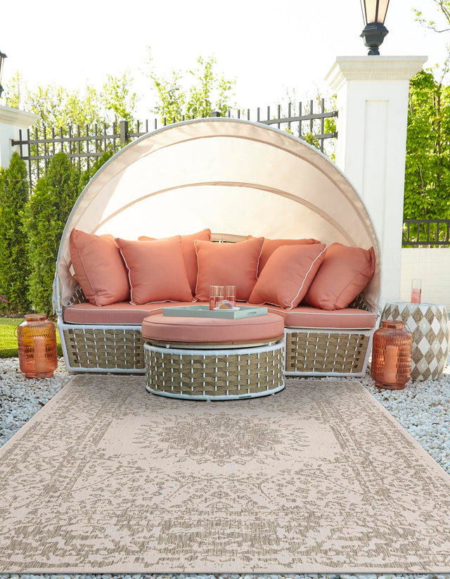 Gray 2' x 3' 1 Outdoor Traditional Rectangle Area Rug Weather Resistant for Patio, Deck, Terrace, Balcony, Porch Classical Design Outside Carpet for Sale at Rug Engine