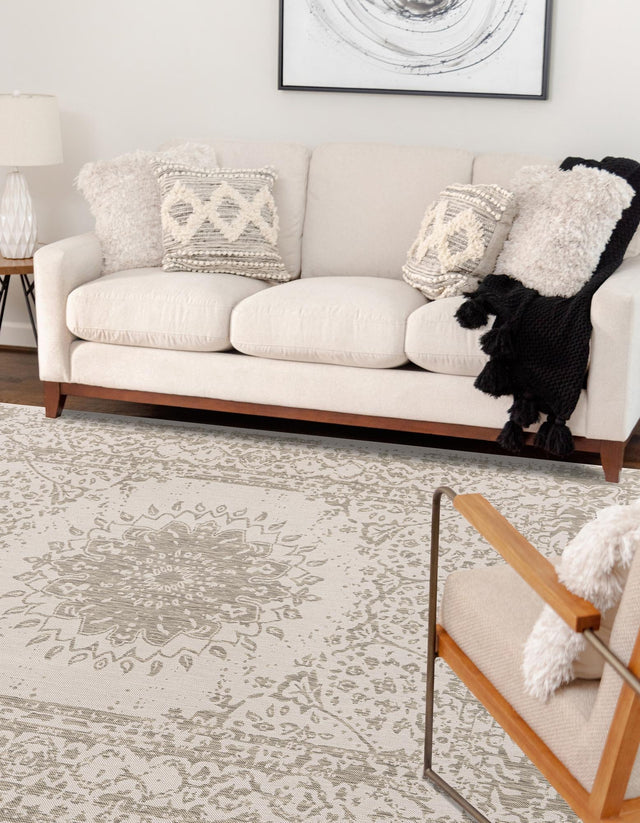 Gray 2' x 3' 1 Outdoor Traditional Rectangle Area Rug Weather Resistant for Patio, Deck, Terrace, Balcony, Porch Classical Design Outside Carpet for Sale at Rug Engine
