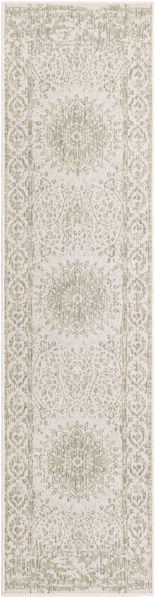 Gray 2' x 8' Outdoor Traditional Runner Area Rug Weather Resistant for Patio, Deck, Terrace, Balcony, Porch Classical Design Outside Carpet for Sale at Rug Engine