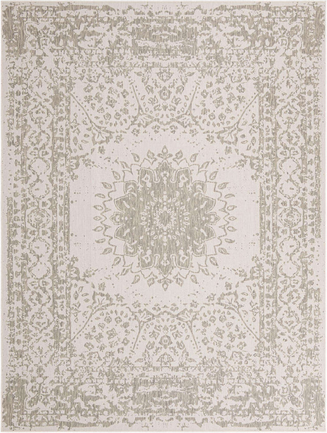 Gray 9' x 12' Outdoor Traditional Rectangle Area Rug Weather Resistant for Patio, Deck, Terrace, Balcony, Porch Classical Design Outside Carpet for Sale at Rug Engine