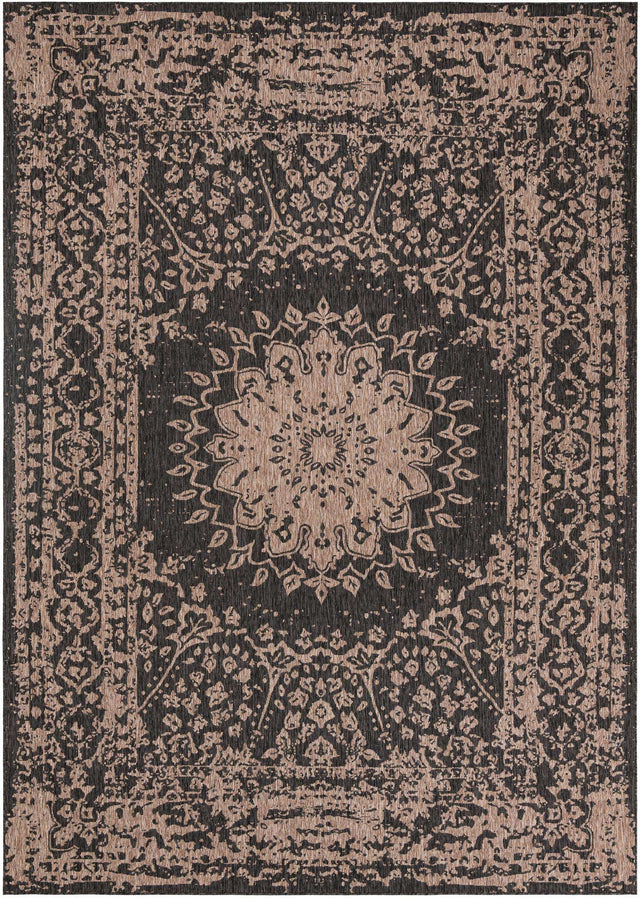 Black 10' x 14' 1 Outdoor Traditional Rectangle Area Rug Weather Resistant for Patio, Deck, Terrace, Balcony, Porch Classical Design Outside Carpet for Sale at Rug Engine