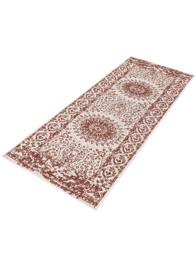 Rust Red 2' x 6' 1 Outdoor Traditional Runner Area Rug Weather Resistant for Patio, Deck, Terrace, Balcony, Porch Classical Design Outside Carpet for Sale at Rug Engine