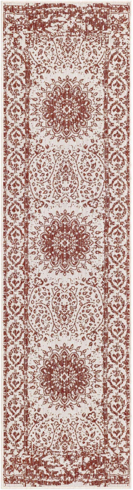Rust Red 2' x 8' Outdoor Traditional Runner Area Rug Weather Resistant for Patio, Deck, Terrace, Balcony, Porch Classical Design Outside Carpet for Sale at Rug Engine