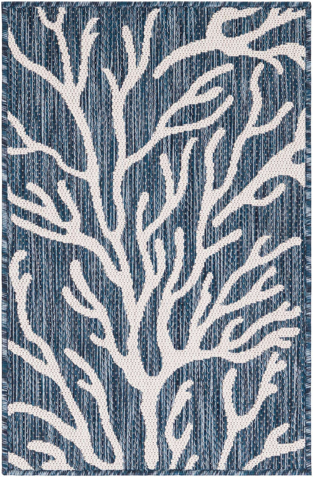 Blue 2' x 3' 1 Outdoor Coastal Rectangle Area Rug Weather Resistant for Patio, Deck, Terrace, Balcony, Porch 100% Polypropylene Coastal Decor Carpet for Sale at Rug Engine