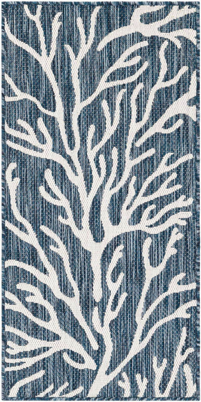 Blue 2' x 4' 1 Outdoor Coastal Runner Area Rug Weather Resistant for Patio, Deck, Terrace, Balcony, Porch 100% Polypropylene Coastal Decor Carpet for Sale at Rug Engine
