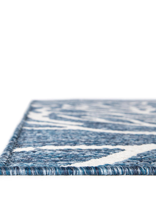 Blue 4' 1 x 6' 1 Outdoor Coastal Rectangle Area Rug Weather Resistant for Patio, Deck, Terrace, Balcony, Porch 100% Polypropylene Coastal Decor Carpet for Sale at Rug Engine