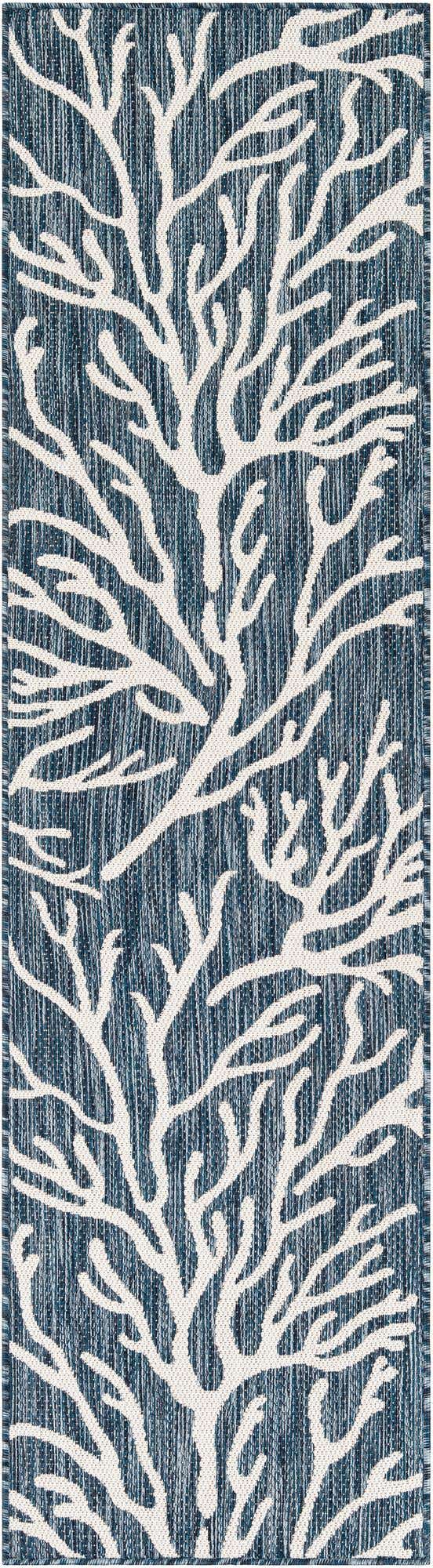 Blue 2' x 8' Outdoor Coastal Runner Area Rug Weather Resistant for Patio, Deck, Terrace, Balcony, Porch 100% Polypropylene Coastal Decor Carpet for Sale at Rug Engine