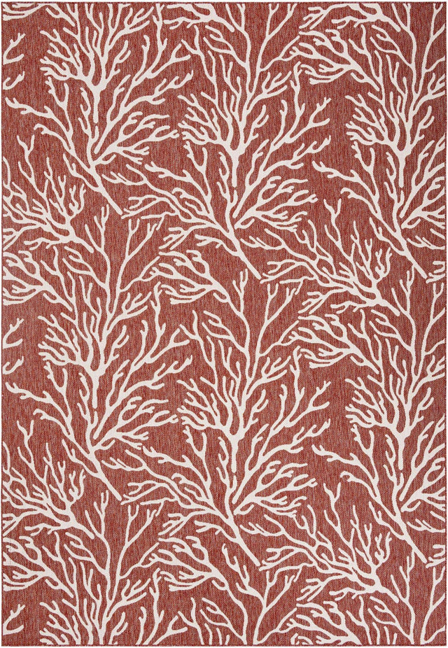 Rust Red 10' x 14' 1 Outdoor Coastal Rectangle Area Rug Weather Resistant for Patio, Deck, Terrace, Balcony, Porch 100% Polypropylene Coastal Decor Carpet for Sale at Rug Engine