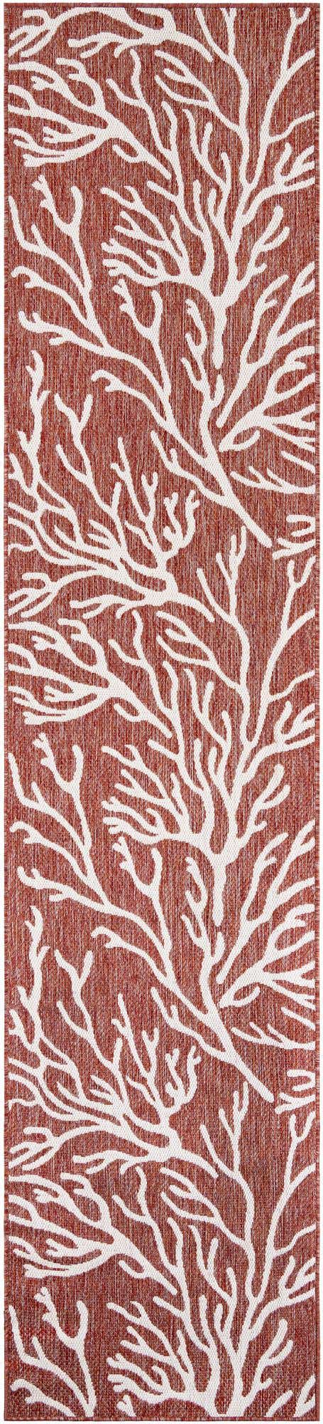 Rust Red 2' 7 x 12' Outdoor Coastal Runner Area Rug Weather Resistant for Patio, Deck, Terrace, Balcony, Porch 100% Polypropylene Coastal Decor Carpet for Sale at Rug Engine