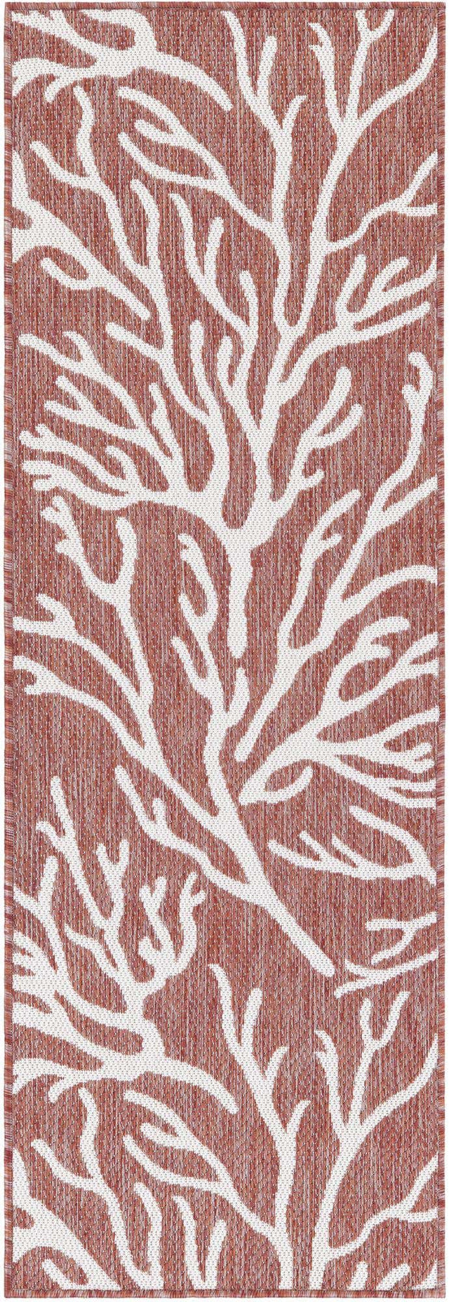 Rust Red 2' x 6' 1 Outdoor Coastal Runner Area Rug Weather Resistant for Patio, Deck, Terrace, Balcony, Porch 100% Polypropylene Coastal Decor Carpet for Sale at Rug Engine