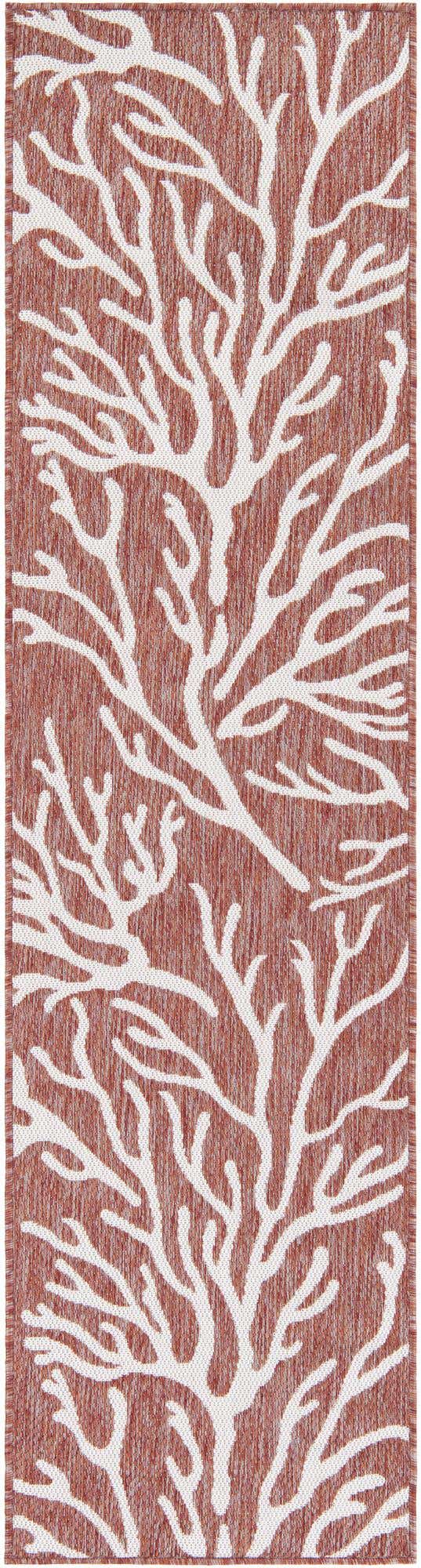 Rust Red 2' x 8' Outdoor Coastal Runner Area Rug Weather Resistant for Patio, Deck, Terrace, Balcony, Porch 100% Polypropylene Coastal Decor Carpet for Sale at Rug Engine