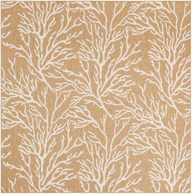 Taupe 10' x 10' Outdoor Coastal Square Area Rug Weather Resistant for Patio, Deck, Terrace, Balcony, Porch 100% Polypropylene Coastal Decor Carpet for Sale at Rug Engine