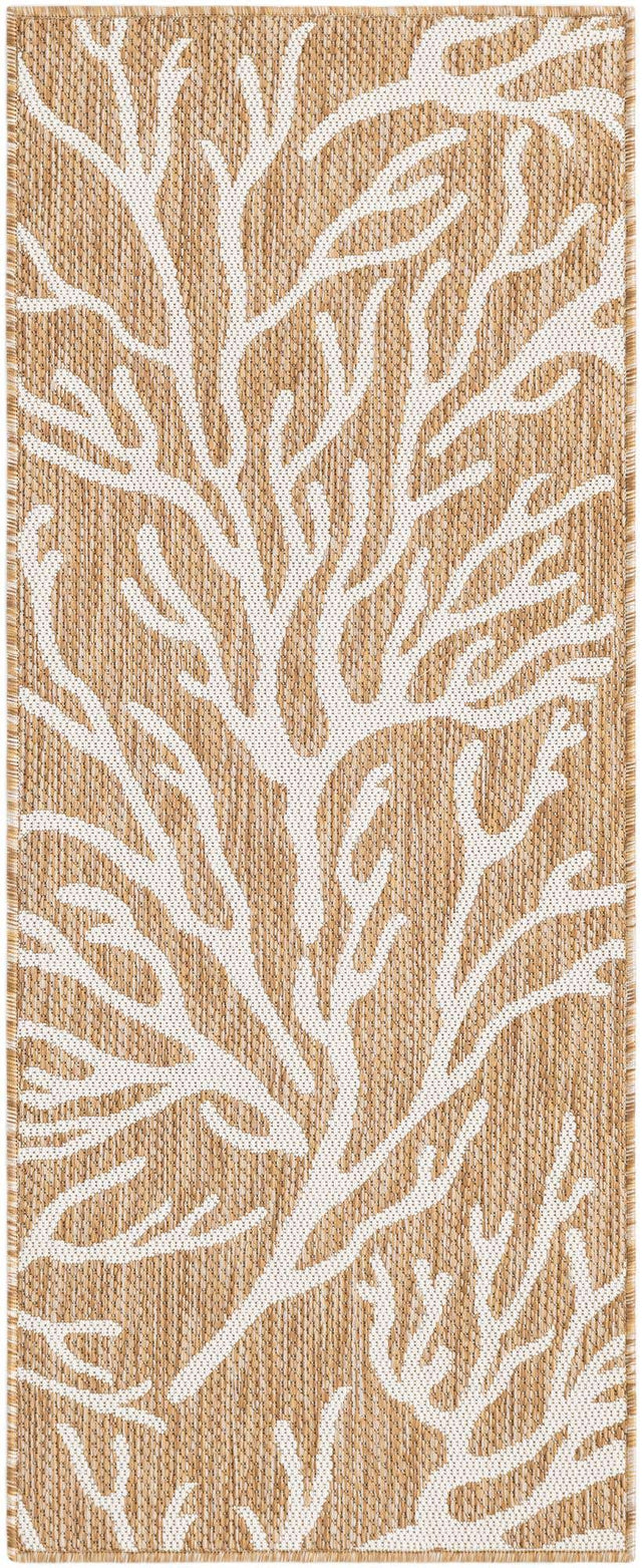 Taupe 2' x 5' 3 Outdoor Coastal Runner Area Rug Weather Resistant for Patio, Deck, Terrace, Balcony, Porch 100% Polypropylene Coastal Decor Carpet for Sale at Rug Engine