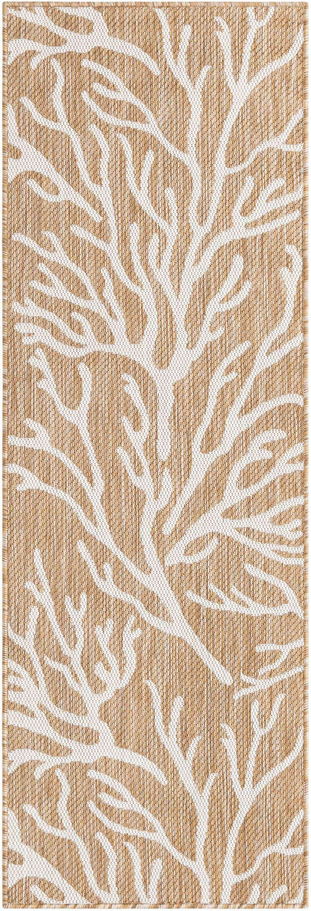 Taupe 2' x 6' 1 Outdoor Coastal Runner Area Rug Weather Resistant for Patio, Deck, Terrace, Balcony, Porch 100% Polypropylene Coastal Decor Carpet for Sale at Rug Engine
