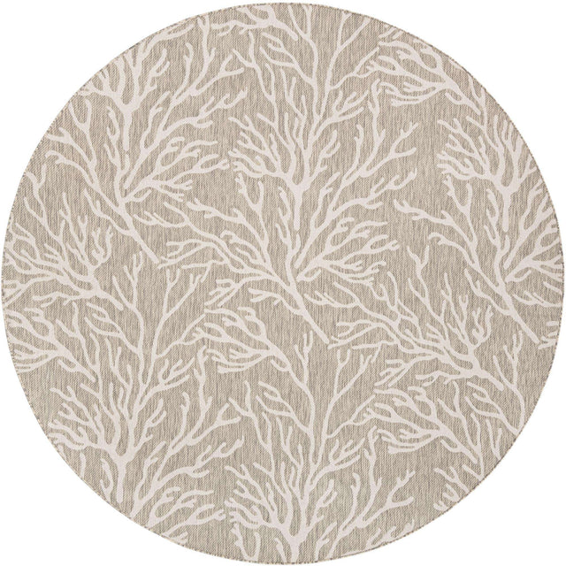 Gray 10' x 10' Outdoor Coastal Round Area Rug Weather Resistant for Patio, Deck, Terrace, Balcony, Porch 100% Polypropylene Coastal Decor Carpet for Sale at Rug Engine