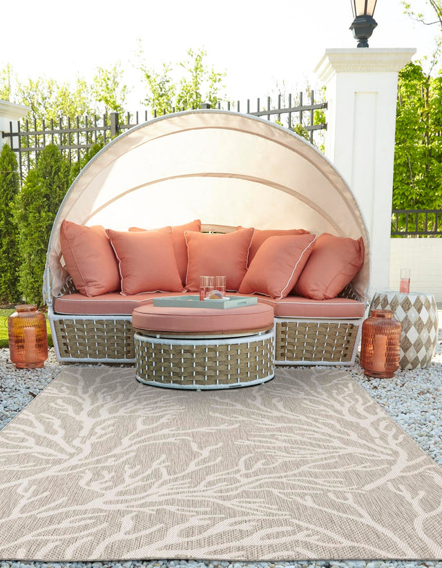 Gray 5' 3 x 7' 1 Outdoor Coastal Rectangle Area Rug Weather Resistant for Patio, Deck, Terrace, Balcony, Porch 100% Polypropylene Coastal Decor Carpet for Sale at Rug Engine