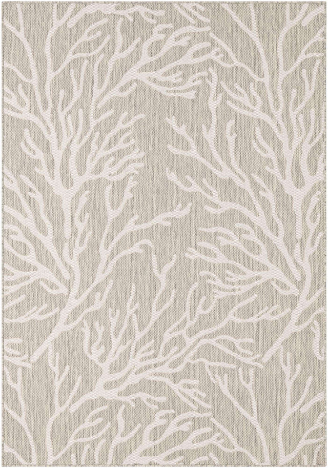 Gray 5' 3 x 8' Outdoor Coastal Rectangle Area Rug Weather Resistant for Patio, Deck, Terrace, Balcony, Porch 100% Polypropylene Coastal Decor Carpet for Sale at Rug Engine
