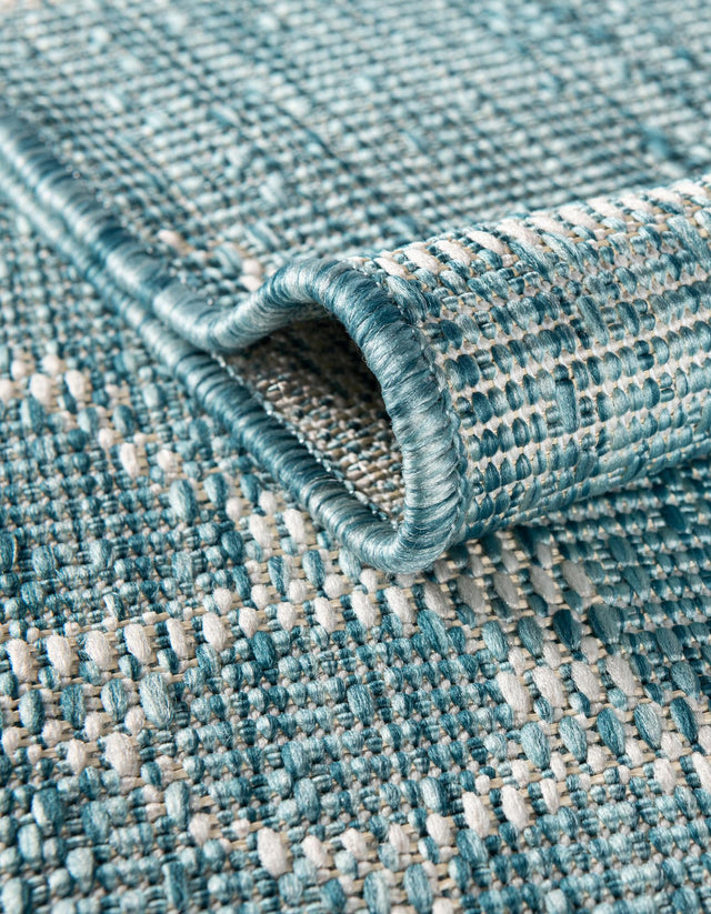 Aqua 2' x 6' 1 Outdoor Coastal Runner Area Rug Weather Resistant for Patio, Deck, Terrace, Balcony, Porch 100% Polypropylene Coastal Decor Carpet for Sale at Rug Engine