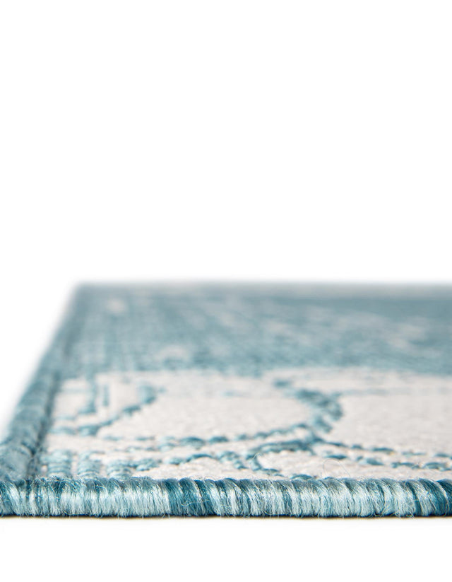 Aqua 2' x 6' 1 Outdoor Coastal Runner Area Rug Weather Resistant for Patio, Deck, Terrace, Balcony, Porch 100% Polypropylene Coastal Decor Carpet for Sale at Rug Engine