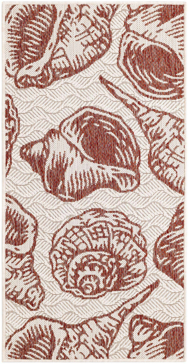 Ivory Red 2' x 4' 1 Outdoor Coastal Runner Area Rug Weather Resistant for Patio, Deck, Terrace, Balcony, Porch 100% Polypropylene Coastal Decor Carpet for Sale at Rug Engine