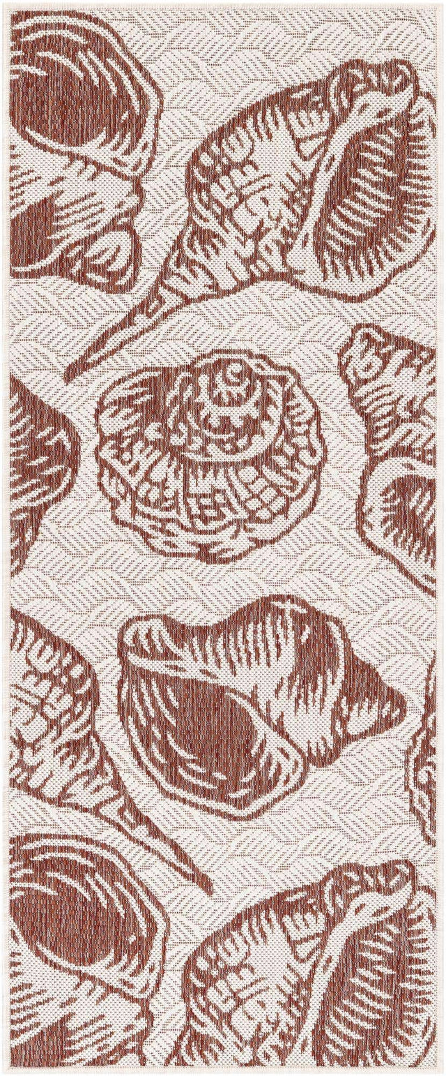 Ivory Red 2' x 5' 3 Outdoor Coastal Runner Area Rug Weather Resistant for Patio, Deck, Terrace, Balcony, Porch 100% Polypropylene Coastal Decor Carpet for Sale at Rug Engine