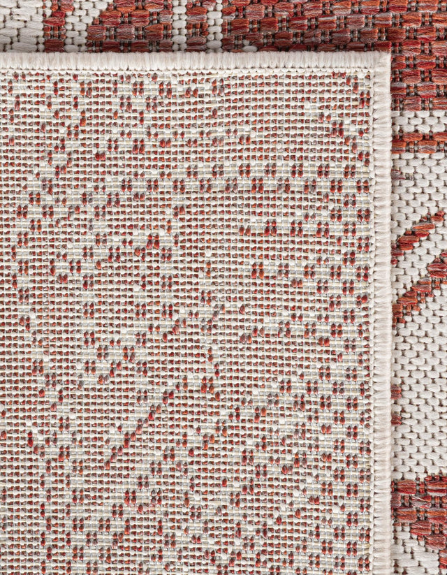 Ivory Rust Red 4' 1 x 6' 1 Outdoor Coastal Rectangle Area Rug Weather Resistant for Patio, Deck, Terrace, Balcony, Porch 100% Polypropylene Coastal Decor Carpet for Sale at Rug Engine