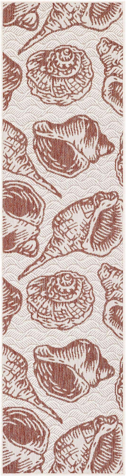 Ivory Rust Red 2' x 8' Outdoor Coastal Runner Area Rug Weather Resistant for Patio, Deck, Terrace, Balcony, Porch 100% Polypropylene Coastal Decor Carpet for Sale at Rug Engine