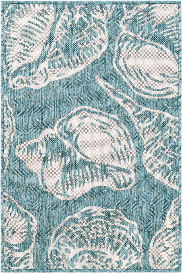 Aqua 2' x 3' 1 Outdoor Coastal Rectangle Area Rug Weather Resistant for Patio, Deck, Terrace, Balcony, Porch 100% Polypropylene Coastal Decor Carpet for Sale at Rug Engine