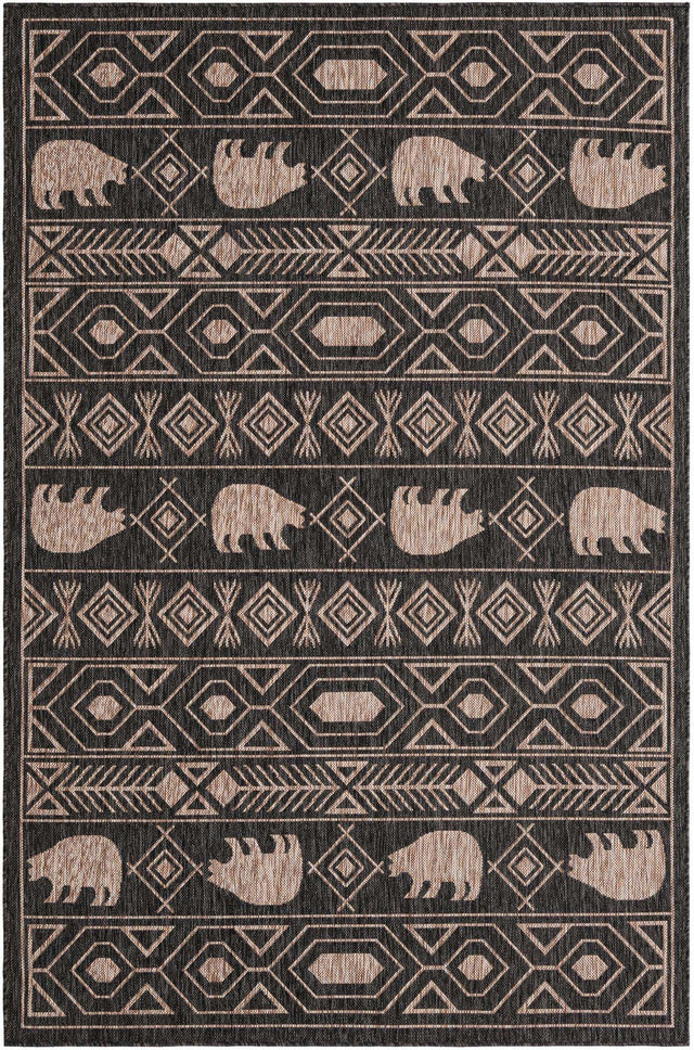 Black 5' 3 x 8' Outdoor Southwestern Rectangle Area Rug Weather Resistant for Patio, Deck, Terrace, Balcony, Porch 100% Polypropylene Rustic Waterproof Carpet for Sale at Rug Engine