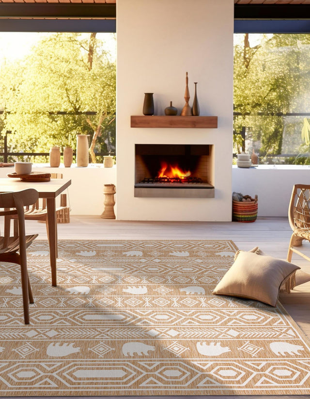 Teal 12' x 12' Outdoor Southwestern Square Area Rug Weather Resistant for Patio, Deck, Terrace, Balcony, Porch 100% Polypropylene Rustic Waterproof Carpet for Sale at Rug Engine