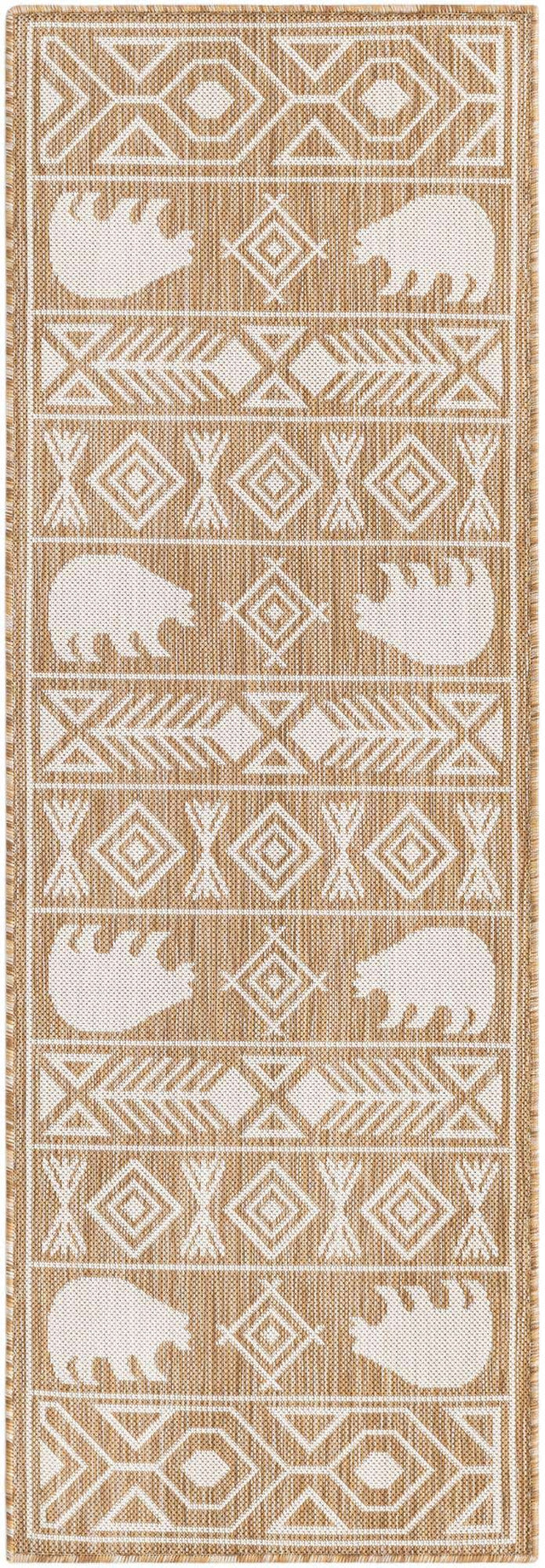 Taupe 2' x 6' 1 Outdoor Southwestern Runner Area Rug Weather Resistant for Patio, Deck, Terrace, Balcony, Porch 100% Polypropylene Rustic Waterproof Carpet for Sale at Rug Engine