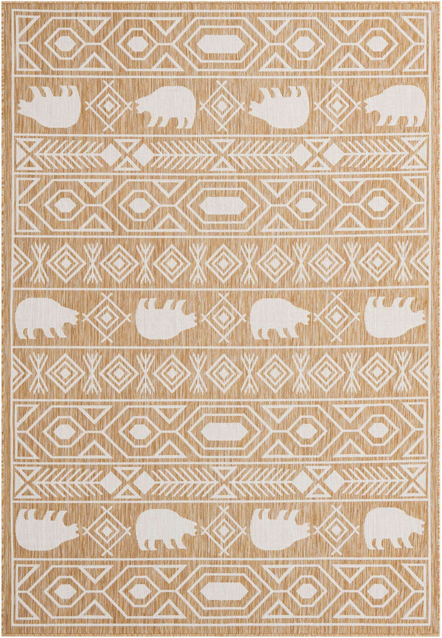 Taupe 6' 1 x 9' Outdoor Southwestern Rectangle Area Rug Weather Resistant for Patio, Deck, Terrace, Balcony, Porch 100% Polypropylene Rustic Waterproof Carpet for Sale at Rug Engine