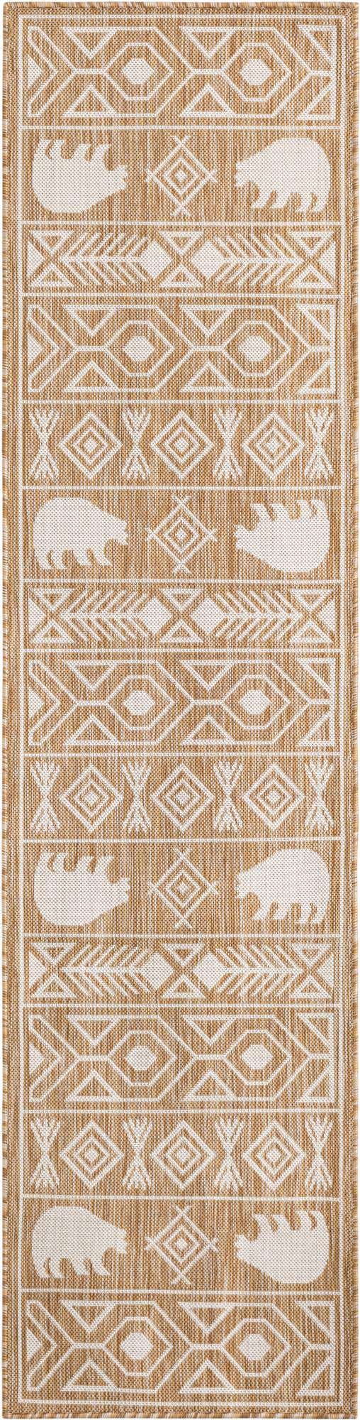 Taupe 2' x 8' Outdoor Southwestern Runner Area Rug Weather Resistant for Patio, Deck, Terrace, Balcony, Porch 100% Polypropylene Rustic Waterproof Carpet for Sale at Rug Engine