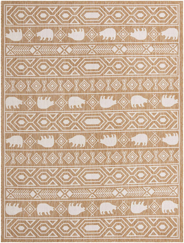 Taupe 9' x 12' Outdoor Southwestern Rectangle Area Rug Weather Resistant for Patio, Deck, Terrace, Balcony, Porch 100% Polypropylene Rustic Waterproof Carpet for Sale at Rug Engine