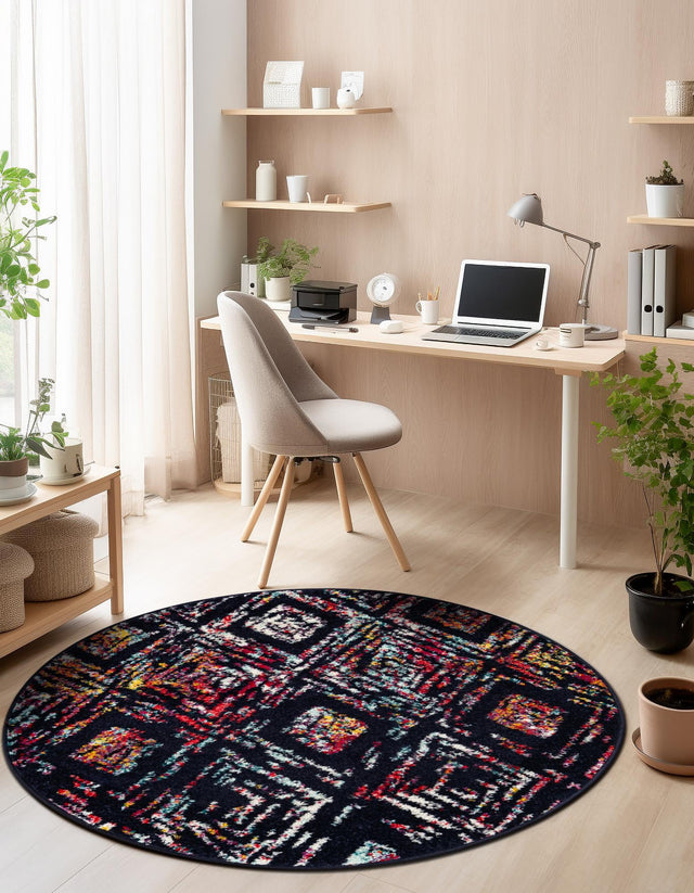Multicolor 5' 3 x 5' 3 Penrose Round Area Rug