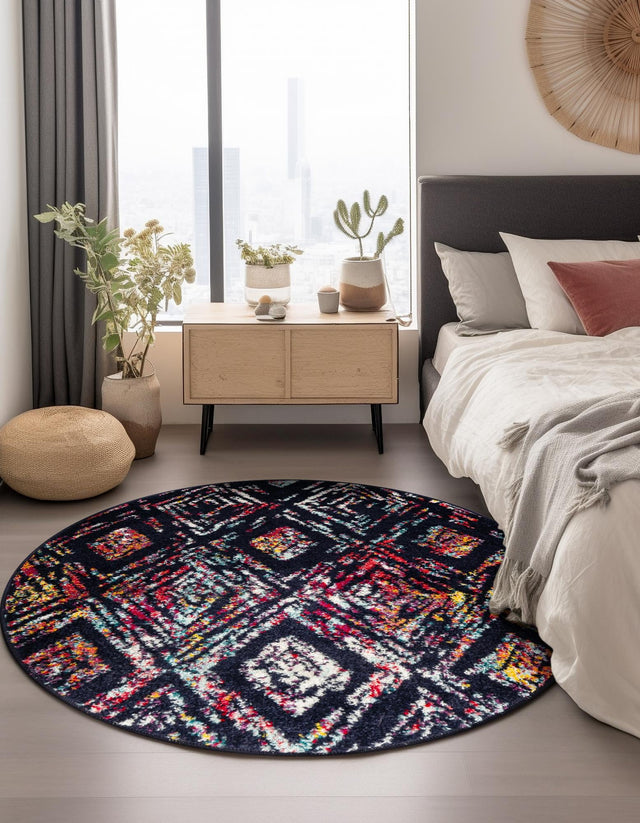 Multicolor 5' 3 x 5' 3 Penrose Round Area Rug