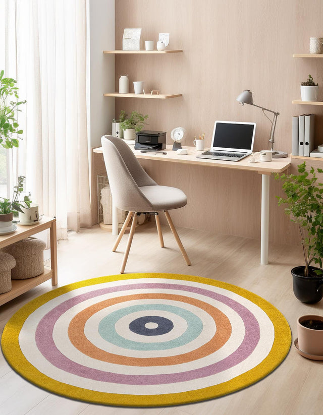 Multicolor 7' 10 x 7' 10 Hand Tufted Wool Round Area Rug 100% Natural Wool Unique Modern Handmade Carpet for Living Rooms, Bedrooms for Sale at Rug Engine