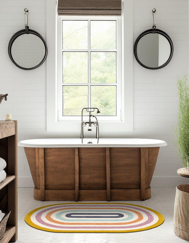 Multicolor 5' 1 x 8' Hand Tufted Wool Oval Area Rug 100% Natural Wool Unique Modern Handmade Carpet for Living Rooms, Bedrooms for Sale at Rug Engine