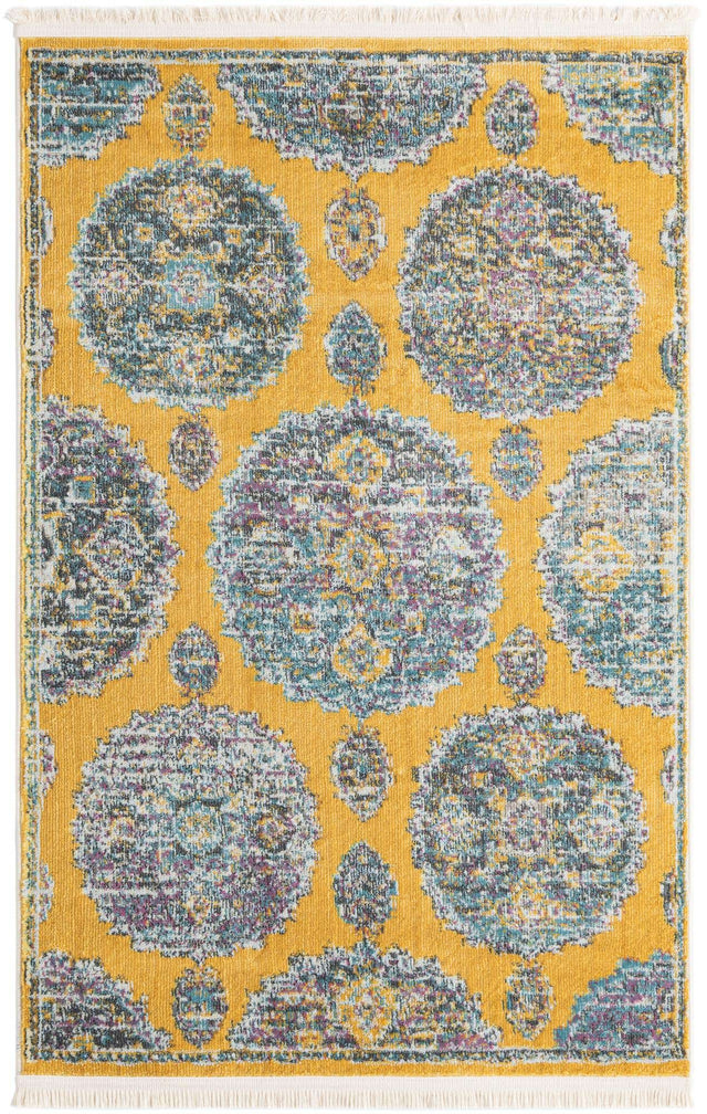 Yellow 3' 3 x 5' 3 Paragon Rectangle Area Rug 100% Polypropylene Colorful Vivid Boho Style Modern Carpet for Unique Interiors for Sale at Rug Engine