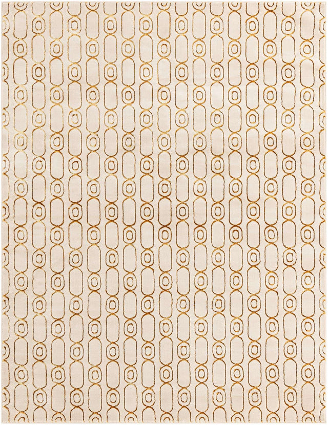 White and Gold 7' 10 x 10' Vogue Geo Rectangle Area Rug Geometric Glam Style Shiny Accents Carpet Mat for Unique Interior Design & Home Decor for Sale at Rug Engine