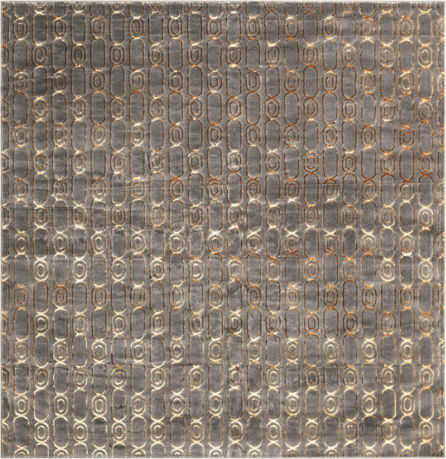Gray and Gold 10' x 10' Vogue Geo Square Area Rug Geometric Glam Style Shiny Accents Carpet Mat for Unique Interior Design & Home Decor for Sale at Rug Engine