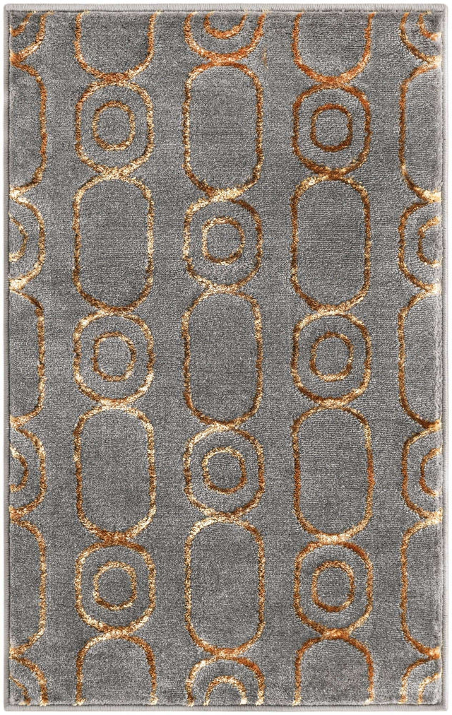 Gray and Gold 2' x 3' 1 Vogue Geo Rectangle Area Rug Geometric Glam Style Shiny Accents Carpet Mat for Unique Interior Design & Home Decor for Sale at Rug Engine