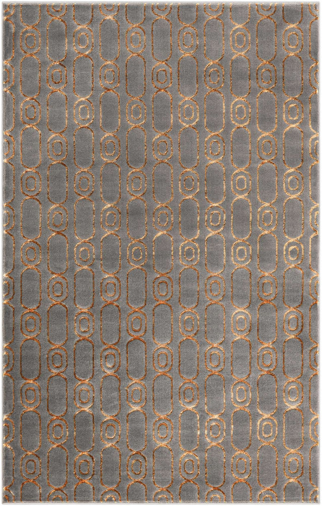 Gray and Gold 5' 3 x 8' Vogue Geo Rectangle Area Rug Geometric Glam Style Shiny Accents Carpet Mat for Unique Interior Design & Home Decor for Sale at Rug Engine