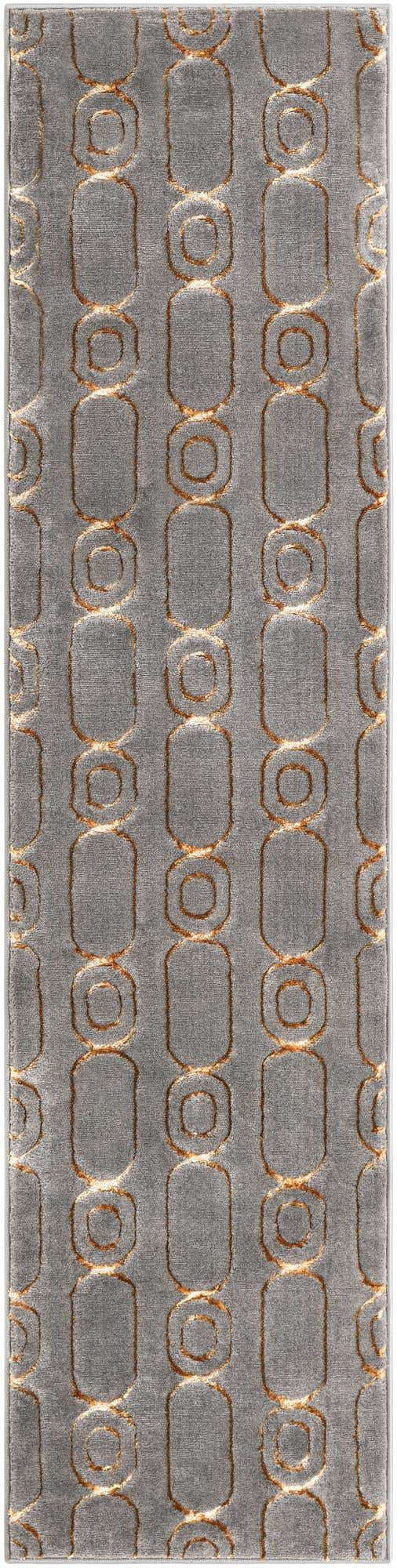 Gray and Gold 2' x 8' Vogue Geo Runner Area Rug Geometric Glam Style Shiny Accents Carpet Mat for Unique Interior Design & Home Decor for Sale at Rug Engine